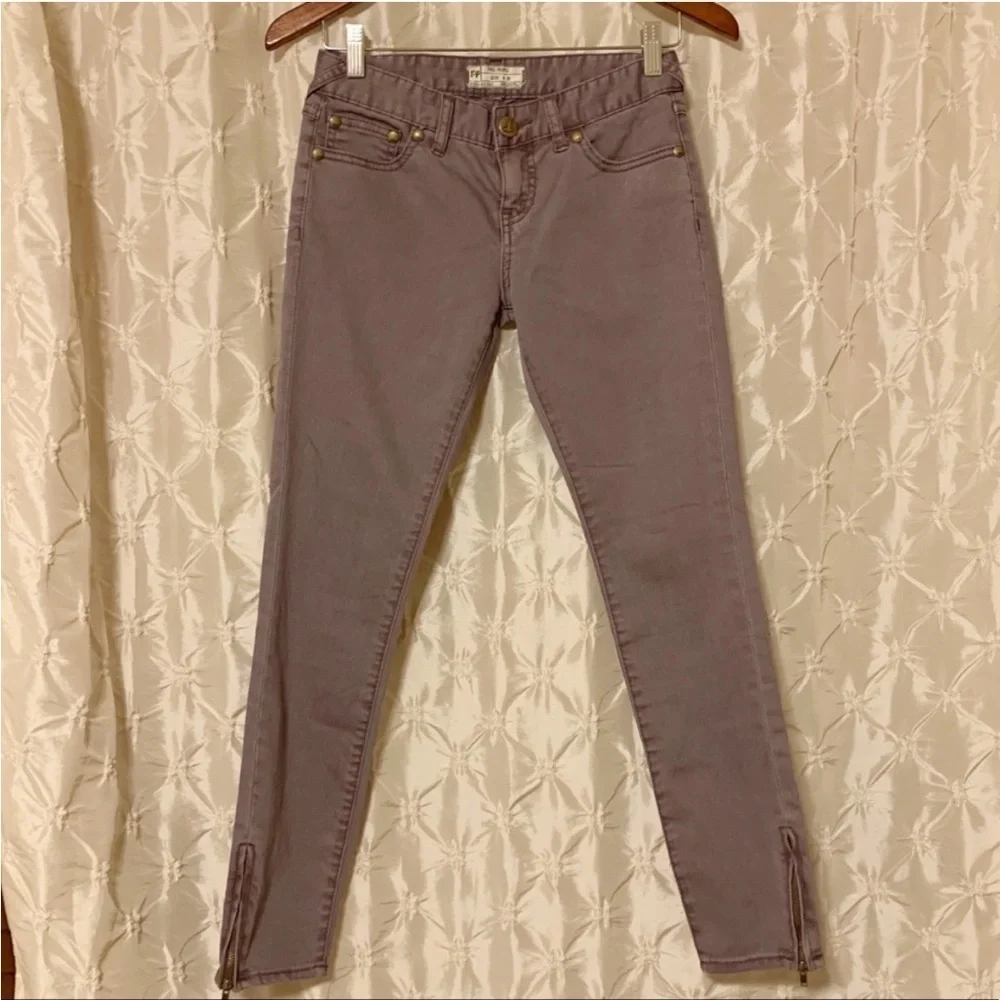 Free People Ankle Zip Skinny Jeans Dusty Purple